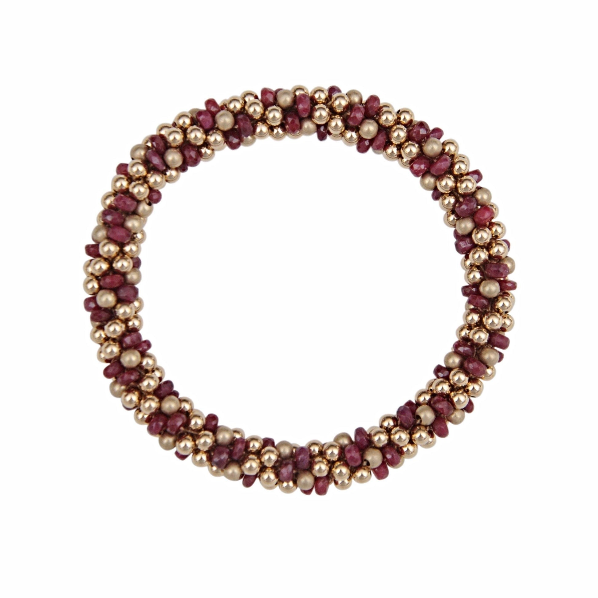 Ruby & 14kt Gold Rope Bracelet - Therese Custom Designs