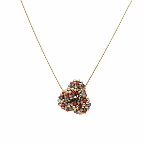 Natural Red Coral, Blue Topaz, & 14kt Gold Love Knot - Therese Custom Designs