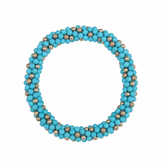 Sleeping Beauty Turquoise & 14kt Gold Rope Bracelet - Therese Custom Designs