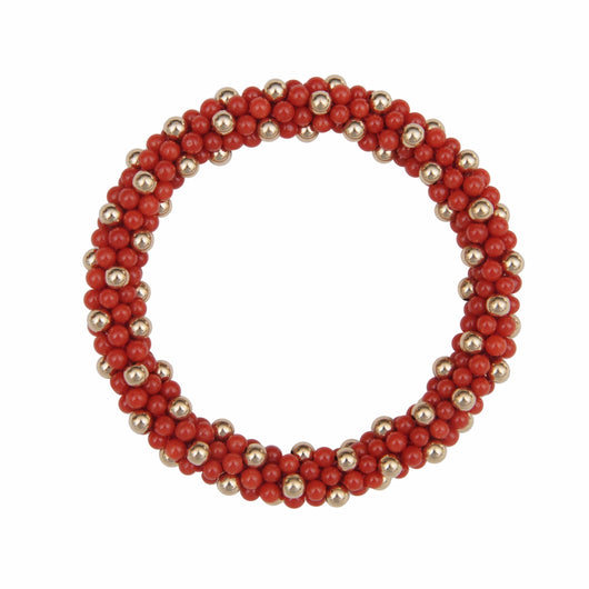 Natural Red Coral & 14kt Gold Rope Bracelet - Therese Custom Designs